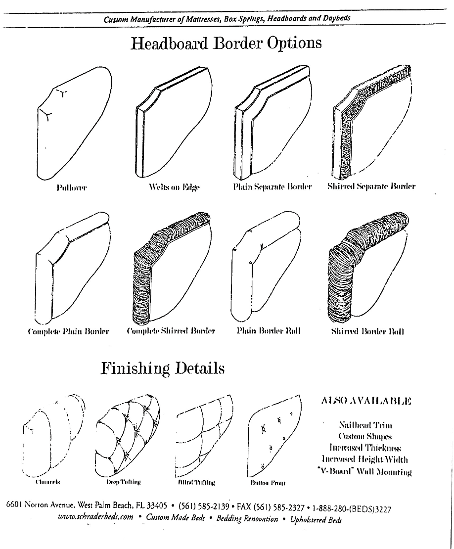 PreSet Upholstery Templates Schrader Beds — EJ Schrader Custom Mattress Company